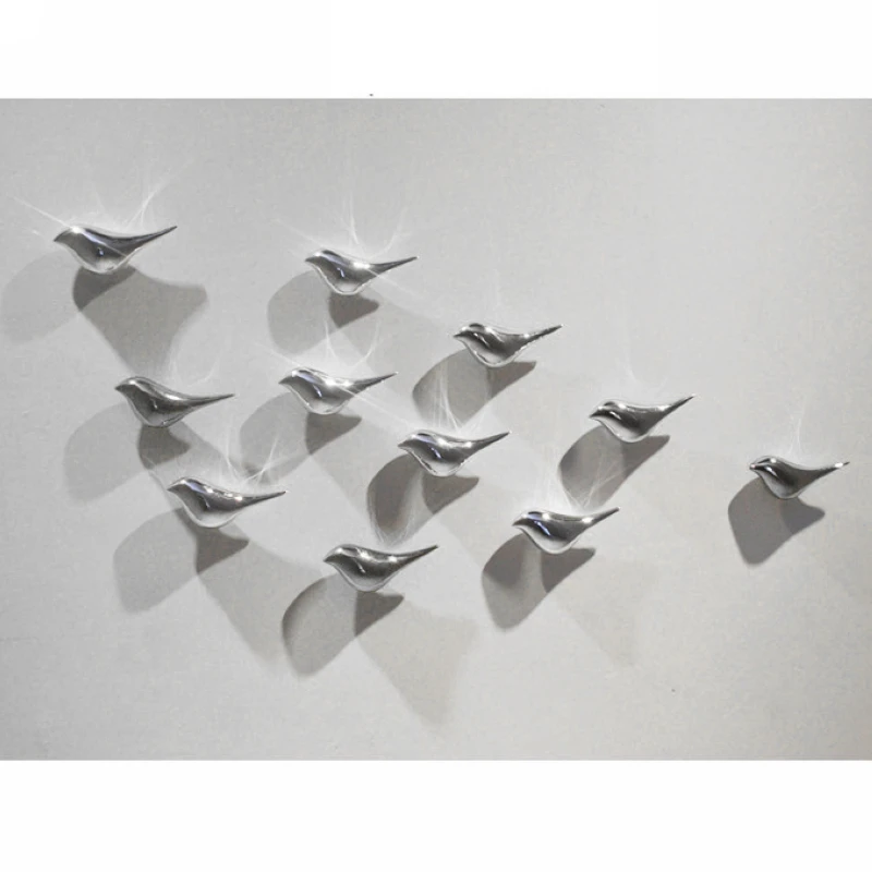Creative 3D Birds Wall Hangings Resin Metal Plating Home Decorations New